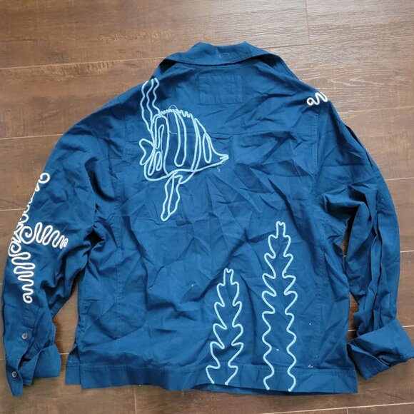 Free People We The Free Tidal Stitch Shirt Womens S Fisherman Sardine Nautical - Picture 3 of 7